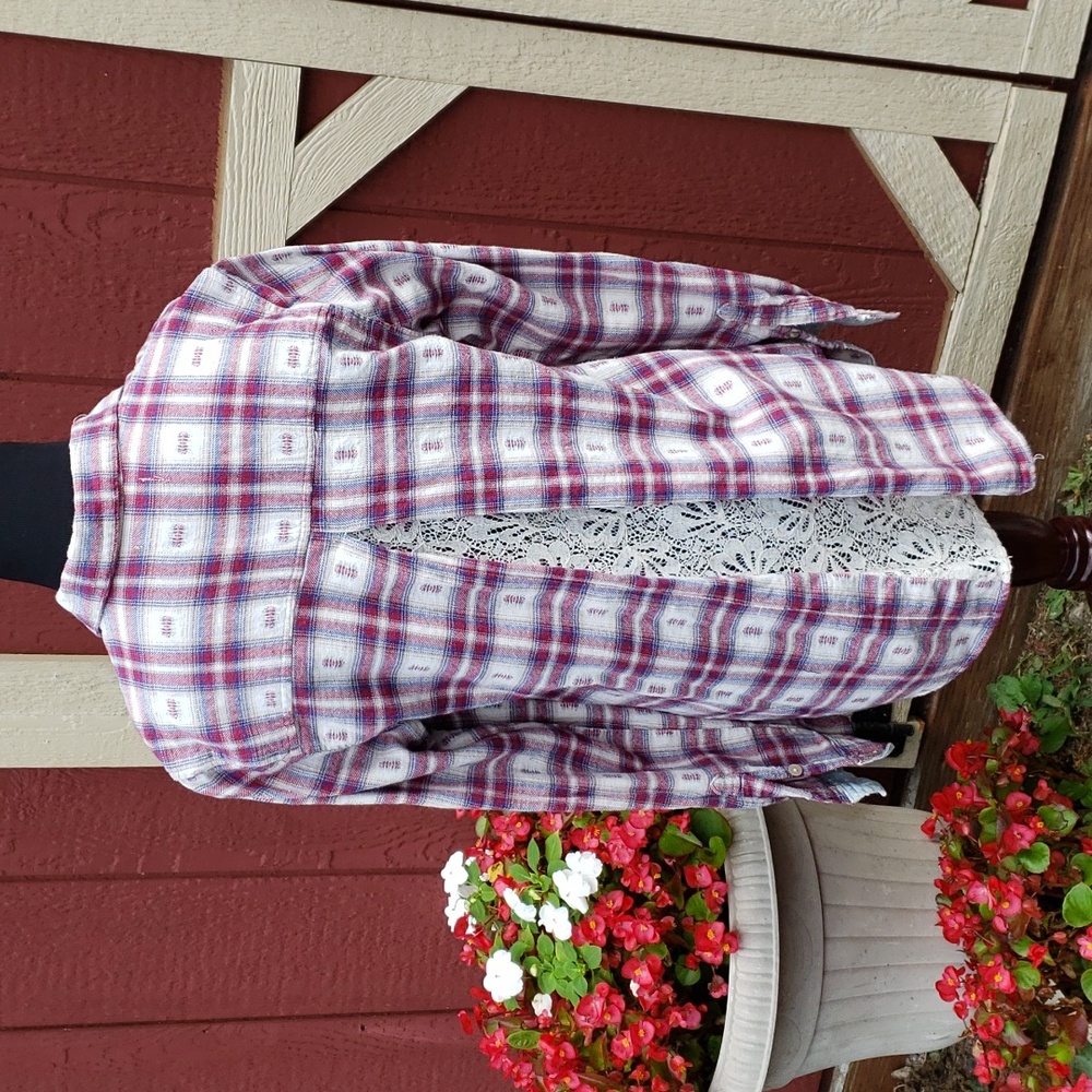 Lace Back Flannel Shirt